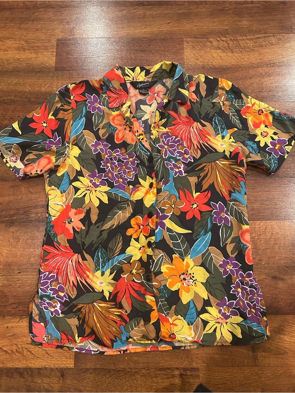 Vintage Colorful Floral Button Up 100% Silk Shirt Womens Small Options Melrose